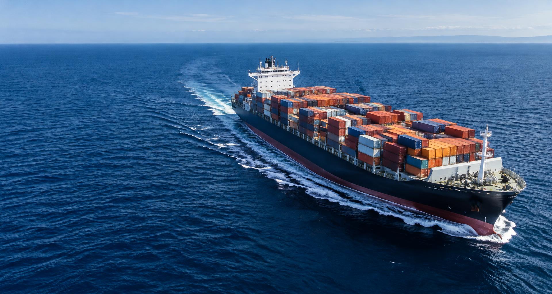 Container vessel underway at sea
